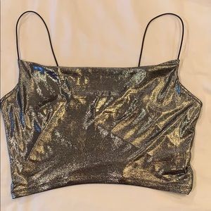 NWOT Silver crop top